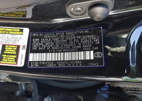 2021 Toyota Camry Le Awd из США, поврежденный, VIN 4T1C11BK1MU022873